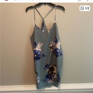 Free People Teal and Purple Floral Mini Dress